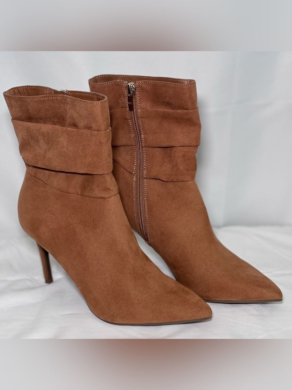 Marc Fisher Cognac Suede Leather High Heel Booties